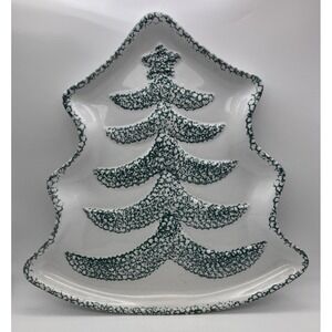 Vintage Christmas Tree Shaped GUYROC Serving Platter SPLATTERWARE Embossed 12"